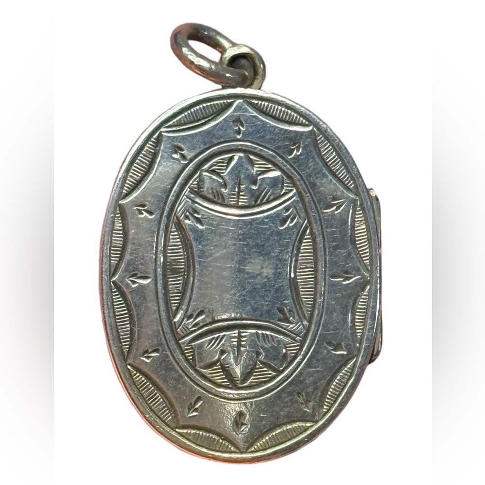 Antique pendant locket etched late 1800s sterling silver 925 hair photo engrave?